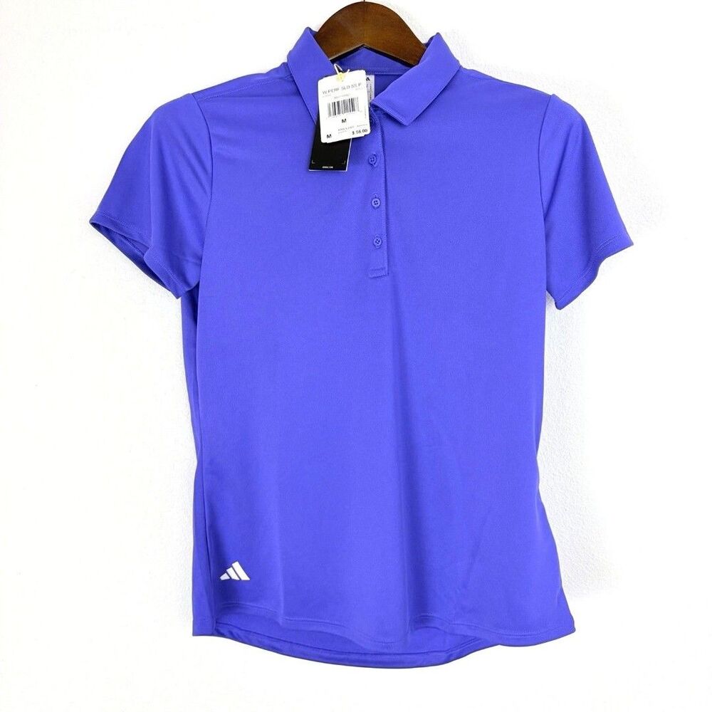 Adidas Womens Performance Polo Shirt Medium Purple NWT Golf Tennis Athletic